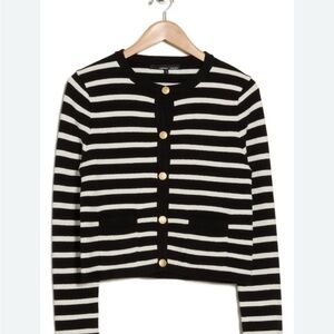 Amanda & Chelsea Striped Cardigan with Gold Buttons
